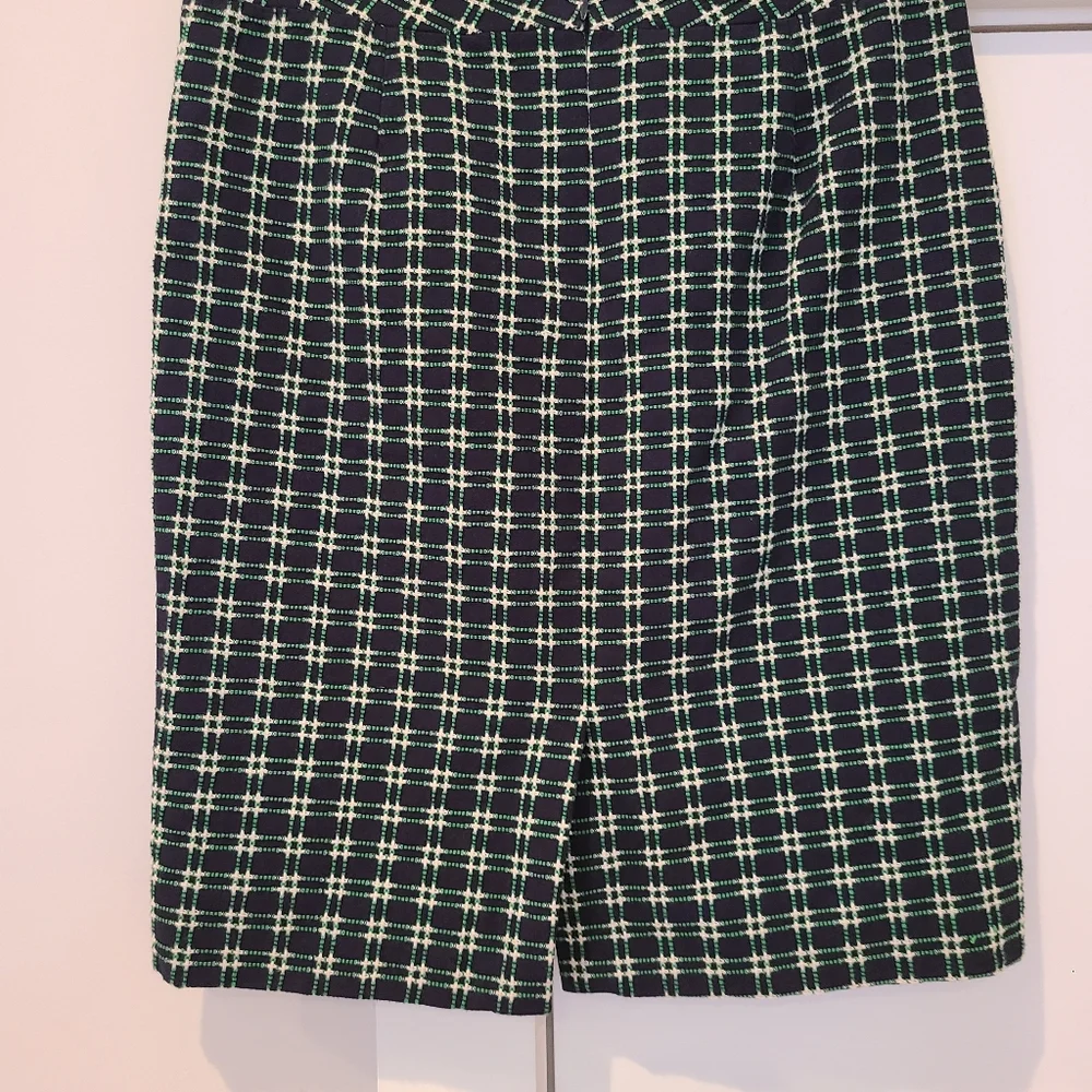 J.Crew The Pencil Skirt Cotton Navy And Green Checkered